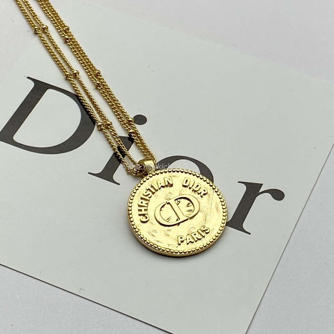 Dior Logo Charm Gold Necklace (5) - www.newkick.vip